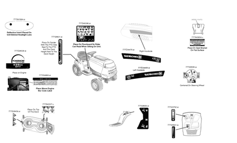 Label Map Diagram and Parts List for 439-42 (13AB775S345)(2020) Yard Machines Lawn Tractor